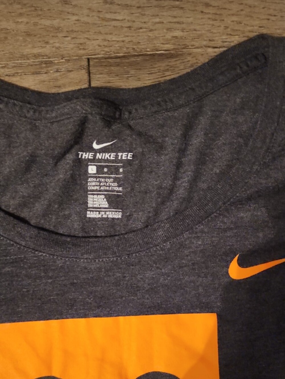 Nike Women's Long Sleeve Tee - Charcoal Gray with Orange Logo - Picture 2 of 3